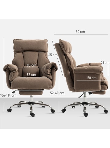 HOMCOM Bürostuhl-80L x 80B x 106-114H cm-Braun