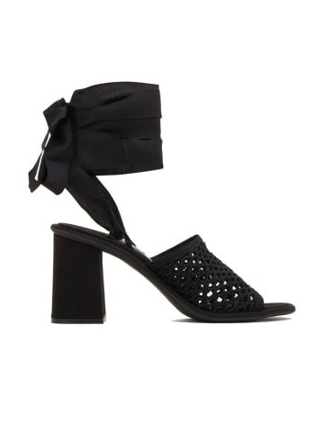 Miu Miu Schwarz Stoff Plateau Sandalen