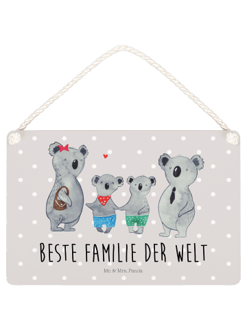 Mr. & Mrs. Panda Deko Schild Koala Familie zwei mit Spruch in Grau Pastell