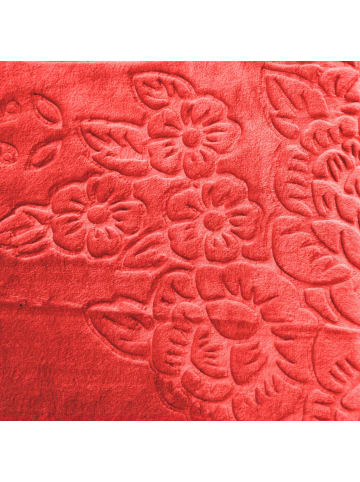 Almina Almina Extra Weiche Wolldecke 200x240 cm 100% PES mit Blumen in Rot