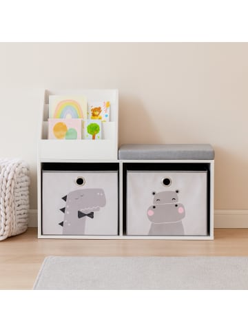 relaxdays Kinderbank in Grau/ Weiß - (B) 79 x (H) 72 x (T) 31 cm