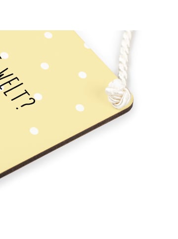 Mr. & Mrs. Panda Schild Nachtfalter Fähnchen mit Spruch in Gelb Pastell