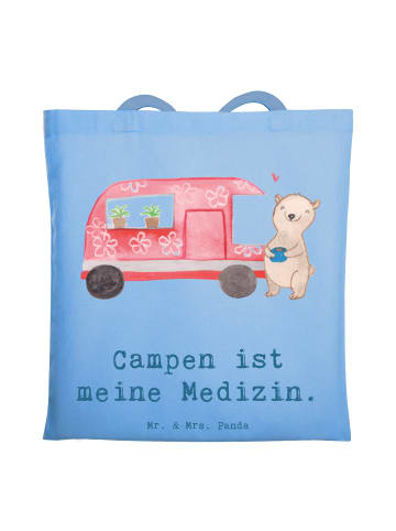Mr. & Mrs. Panda Tragetasche Bär Camper mit Spruch in Sky Blue