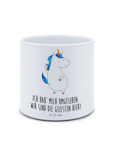 Mr. & Mrs. Panda Großer Blumentopf Einhorn Mann mit Spruch in Weiß