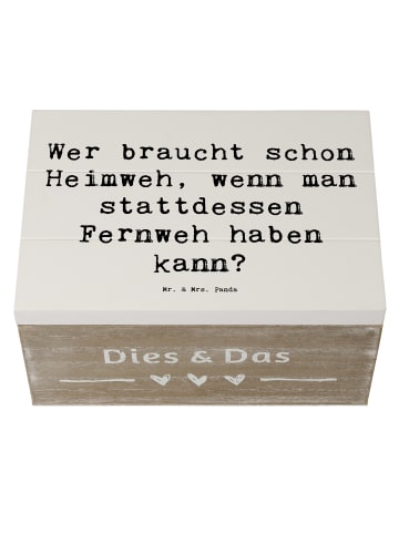 Mr. & Mrs. Panda Holzkiste Spruch Heimweh oder Fernweh mit Spruch in Weiß