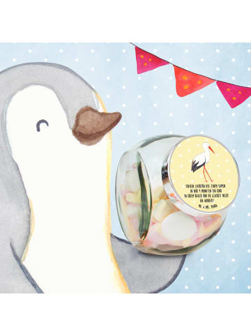 Mr. & Mrs. Panda Vorratsbehälter Storch mit Spruch in Gelb Pastell