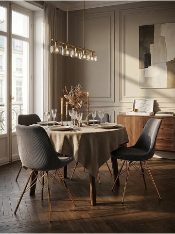 KADIMA DESIGN Esszimmerstuhl 2er Set Cara-Stoff Küchenstuhl mit goldenen in Anthrazit