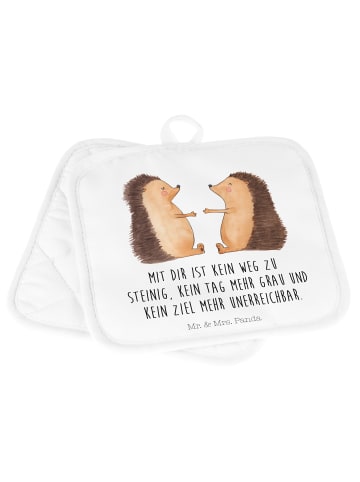 Mr. & Mrs. Panda Topfhalter Igel Liebe mit Spruch in Weiß