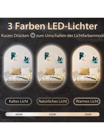 COSTWAY LED-Spiegel 80x50cm in Silber