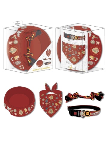 Harry Potter Harry Potter Hunde-Willkommensset – 4-teilig mit Napf, Halsband in Rot