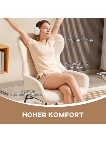 HOMCOM Ohrensessel-74,5L x 70B x 103,5H cm-Cremeweiß