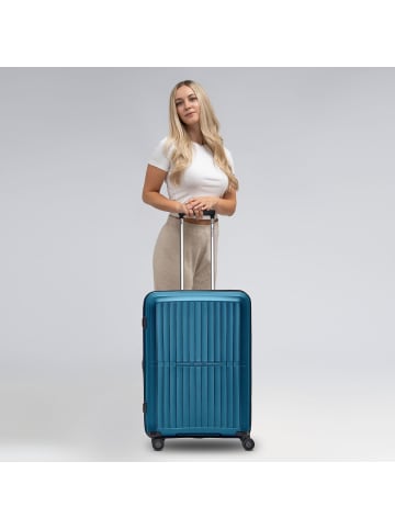 Pactastic Collection 01 4 Rollen Trolley M 67 cm mit Dehnfalte in turquoise-metallic