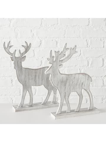 Boltze Deko Aufsteller Hirsch HUBERT Weiß 30 cm 2er Set