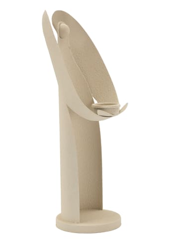Mauro Ferretti Kerzenhalter aus cremefarbenem Metall, 13 x 11,5 x 37,5 cm