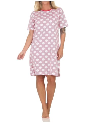 NORMANN Kurzarm Nachthemd Tupfen Punkte Look 125 214 330 in pink