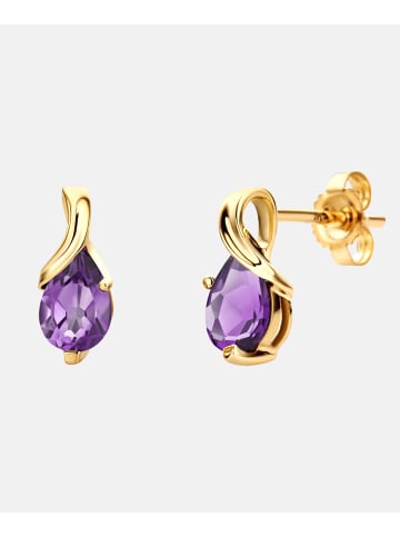 Diamant L'éternel Ohrstecker aus 375 Gelbgold mit Amethyst