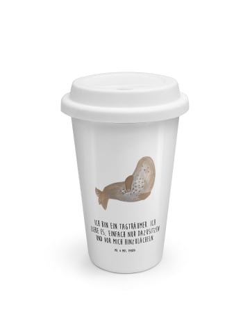Mr. & Mrs. Panda To Go Becher Robbe Lachen mit Spruch in Weiß