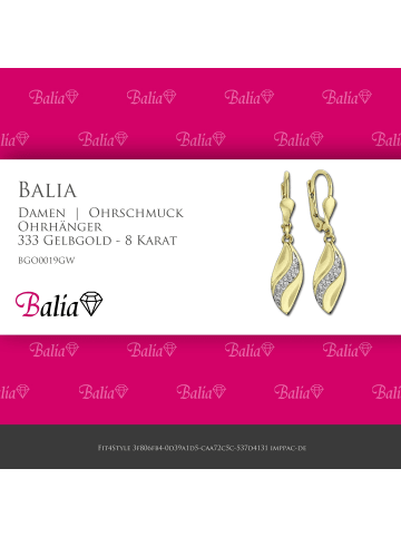 BALIA Gold 333 Damen Ohrhänger geschwungenes Blatt Ohrringschmuck ca. 3,2cm
