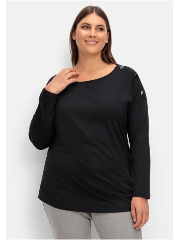 sheego Langarmshirt in schwarz