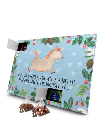 Mr. & Mrs. Panda Adventskalender Tee Pferd Springen mit Spruch in Eisblau