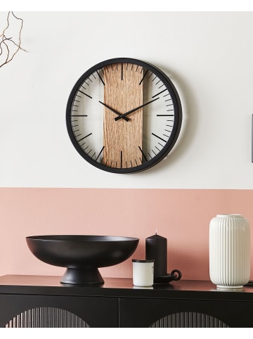 Beliani Wanduhr VILLORA in Schwarz/Braun - (W) 38 x (H) 38 x (L) 5 cm