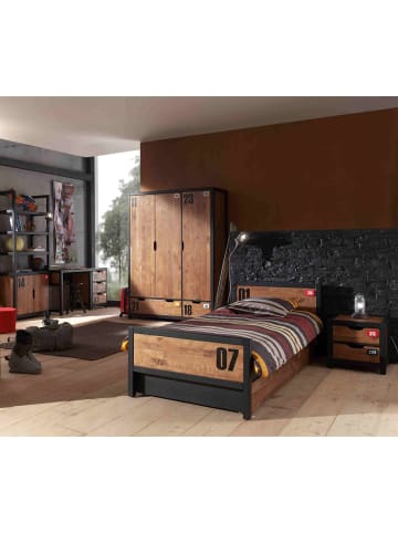 58 aufm Kessel KINDERZIMMER Set komplett Kameko 11 Massivholz+MDF Schwarz/Cognac
