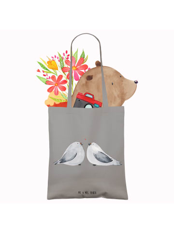 Mr. & Mrs. Panda Schultasche Turteltauben Liebe ohne Spruch in Light Grey