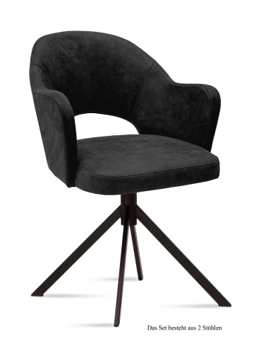 58 aufm Kessel ARMLEHNSTUHL (2er-Set) Dunja 59x87x61 Schwarz/Anthrazit