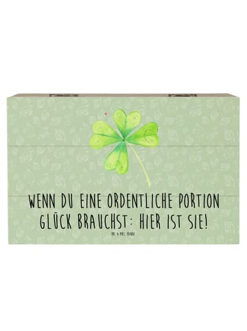 Mr. & Mrs. Panda Kiste Blume Kleeblatt mit Spruch in Blattgrün