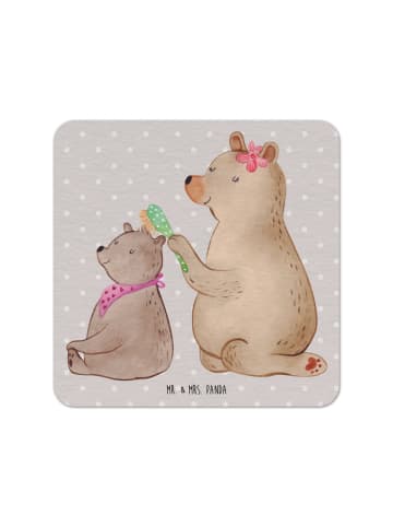 Mr. & Mrs. Panda Bierdeckel Bär Kind ohne Spruch in Grau Pastell