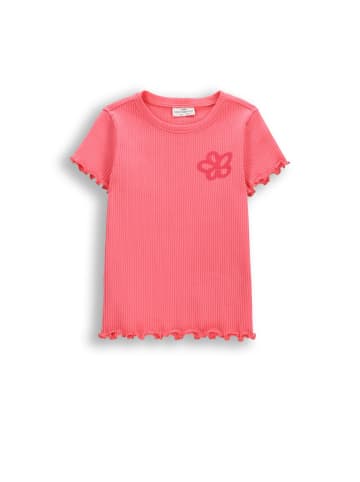 Coccodrillo Geripptes T-Shirt mit kurzen Ärmeln in korallenrot