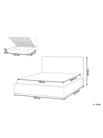 Beliani Doppelbett BRENON in Weiß/Schwarz - (W) 159 x (H) 112 x (L) 219 cm