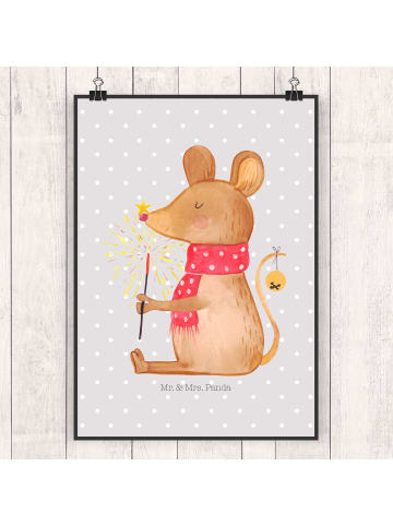 Mr. & Mrs. Panda Bild Maus Weihnachten ohne Spruch in Grau Pastell
