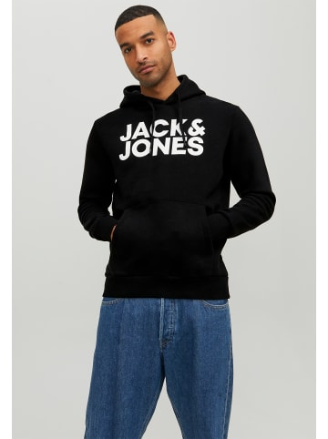 Jack & Jones Sweat Hoodie Frontprint Kapuze Streetwear in Schwarz