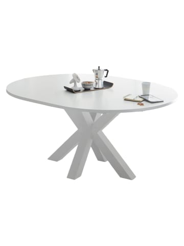58 aufm Kessel ESSTISCH Rund ausziehbar Edda 10 110 x 110 x 78 Küchentisch Weiß Matt Lack