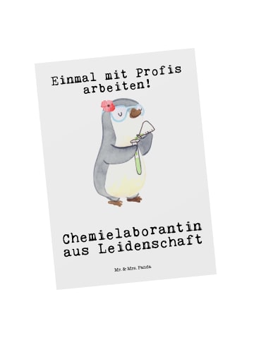 Mr. & Mrs. Panda Postkarte Chemielaborantin Leidenschaft mit Spruch in Weiß