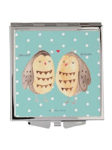 Mr. & Mrs. Panda Schminkspiegel Eulen Liebe ohne Spruch in Türkis Pastell