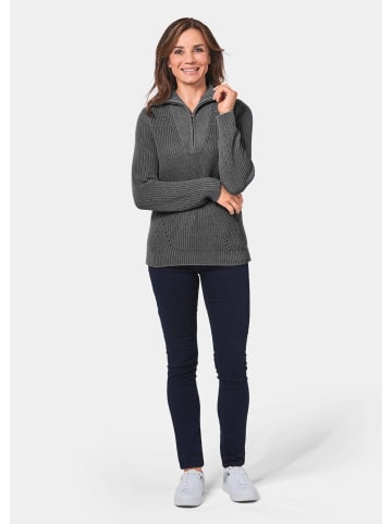 GOLDNER Kurzgröße:  Sportiver Troyer mit Baumwollanteil in dunkelgrau / melange