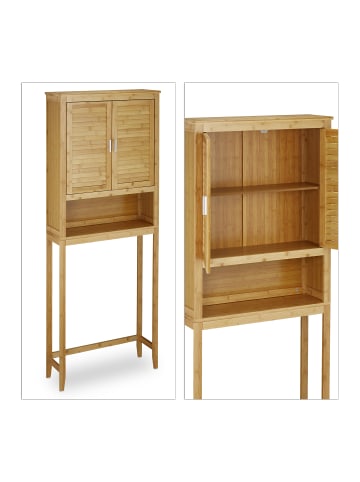 relaxdays Waschmaschinenschrank in Natur - (B)70 x (H)176 x (T)22,5 cm