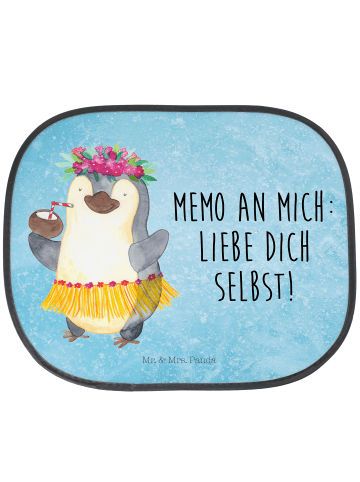 Mr. & Mrs. Panda Auto Sonnenschutz Pinguin Kokosnuss mit Spruch in Eisblau