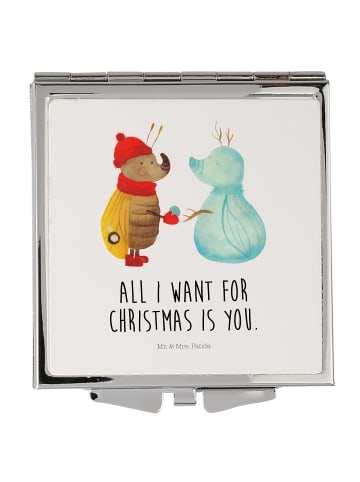 Mr. & Mrs. Panda Schminkspiegel Nachtfalter Schneemann mit Spruch in Weiß