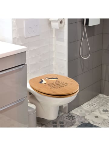 Mr. & Mrs. Panda Toilettendeckel Pinguin Liebe mit Spruch in Braun