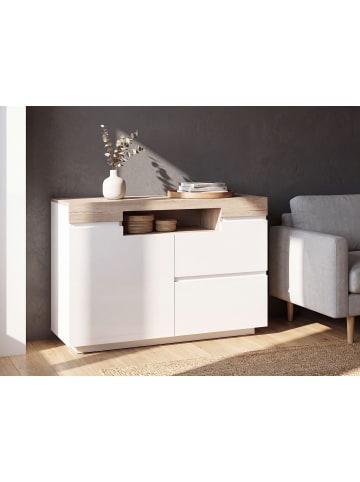 Sideboard MARLIN in Weiß/Braun - (W) 110 x (H) 75 x (L) 40 cm