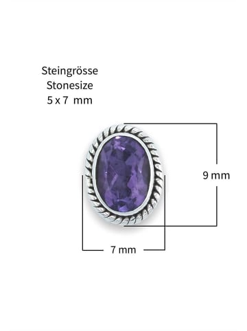 mantraroma 925er Silber - Ohrstecker (L) 9 x (B) 7 mm mit Amethyst facettiert