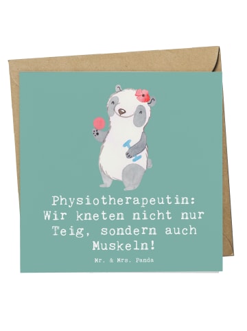 Mr. & Mrs. Panda Einladungskarte Physiotherapeutin Humor mit Spruch in Meeresbrise