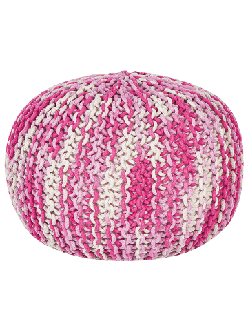 Beliani Pouf CONRAD in Weiß/Rosa - (W) 50 x (H) 35 x (L) 50 cm