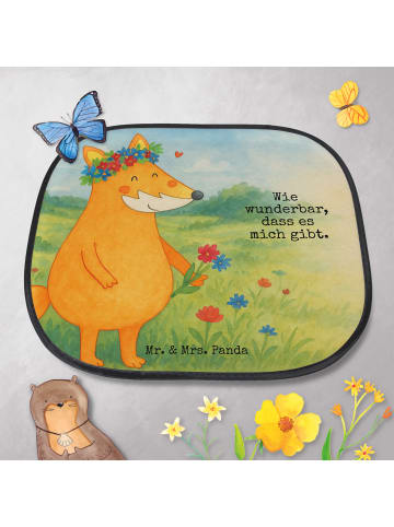 Mr. & Mrs. Panda Auto Sonnenblende Fuchs Blumen Design mit Spruch in Weiß