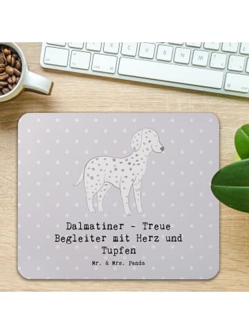 Mr. & Mrs. Panda Mauspad Dalmatiner Herz mit Spruch in Grau Pastell