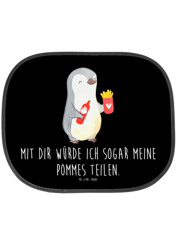 Mr. & Mrs. Panda Auto Sonnenschutz Pinguin Pommes mit Spruch in Schwarz