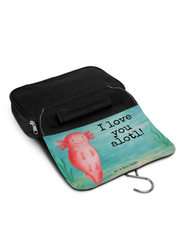 Mr. & Mrs. Panda Kulturtasche Axolotl Liebe Design mit Spruch in Weiß